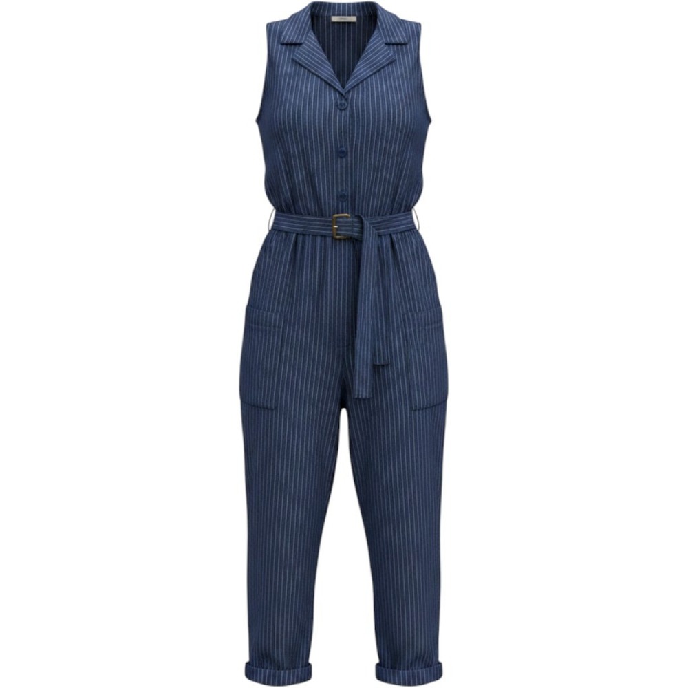 XS Cottonworld Striped Button Front Jumpsuit Romper Casual Blue White Stripes